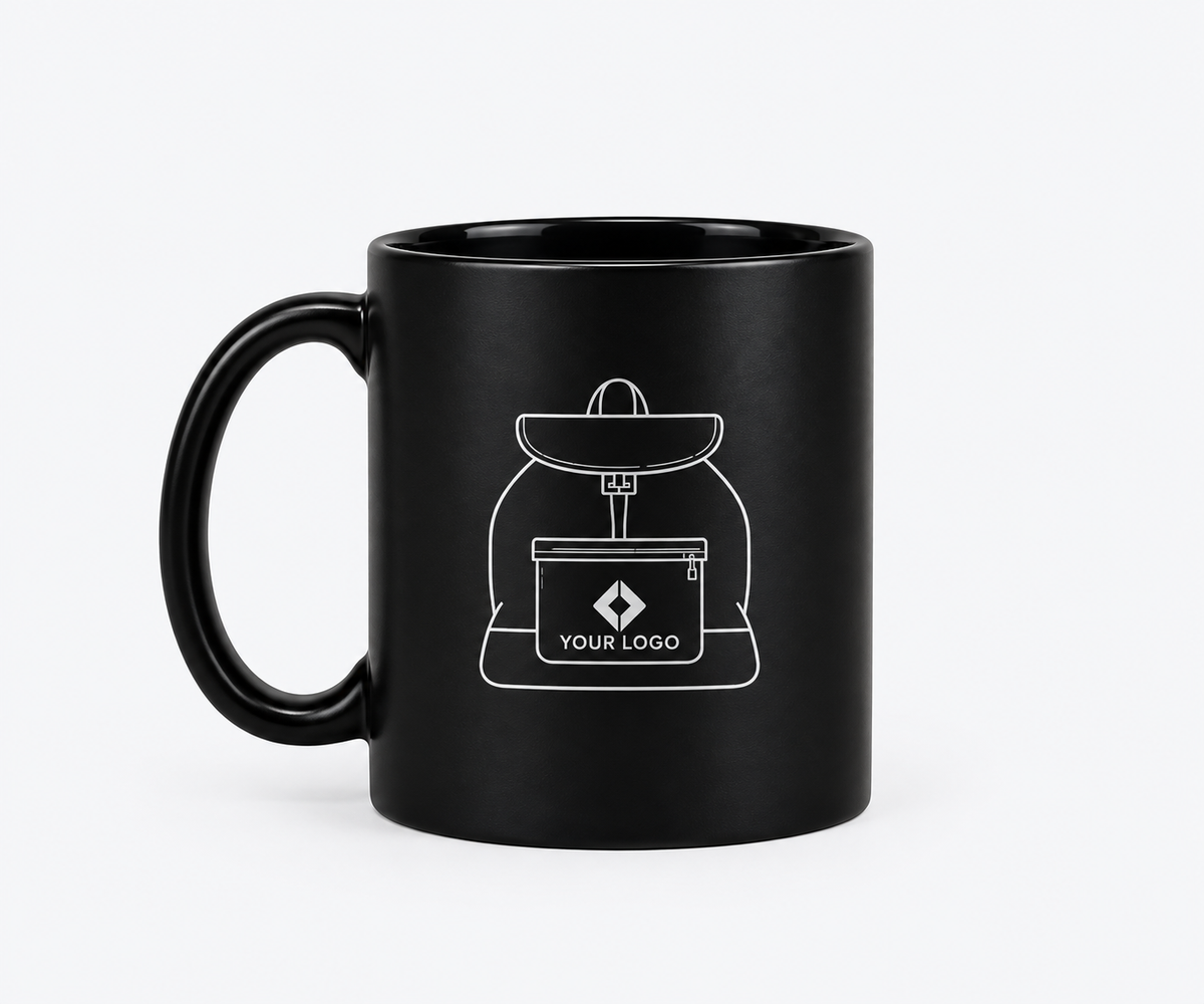 Custom printed 330ml ceramic coffee mug with company logo
