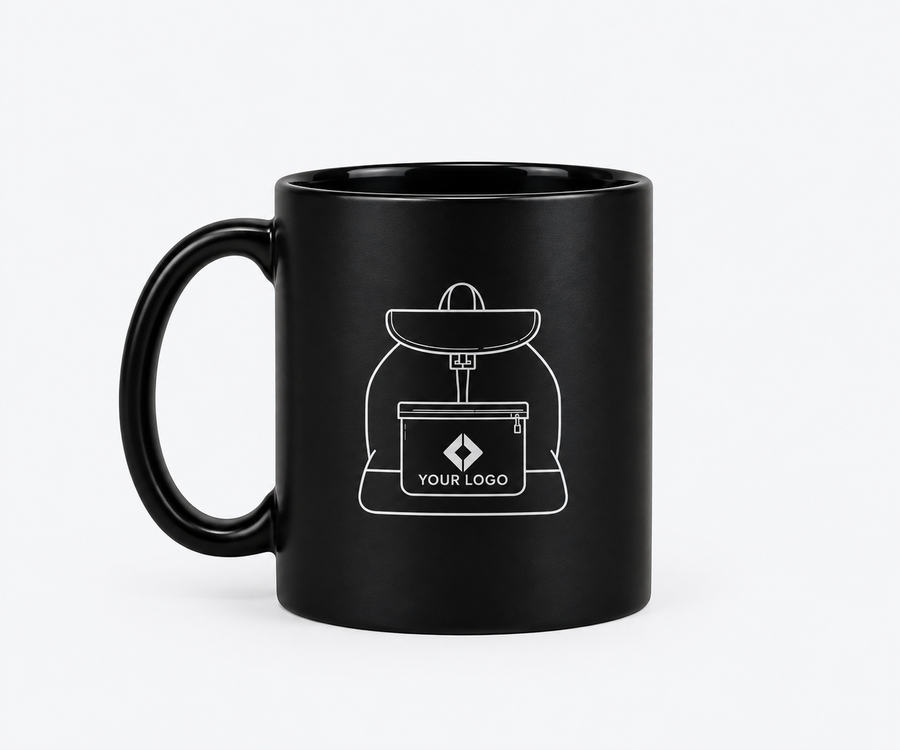 Custom printed 330ml ceramic coffee mug with company logo
