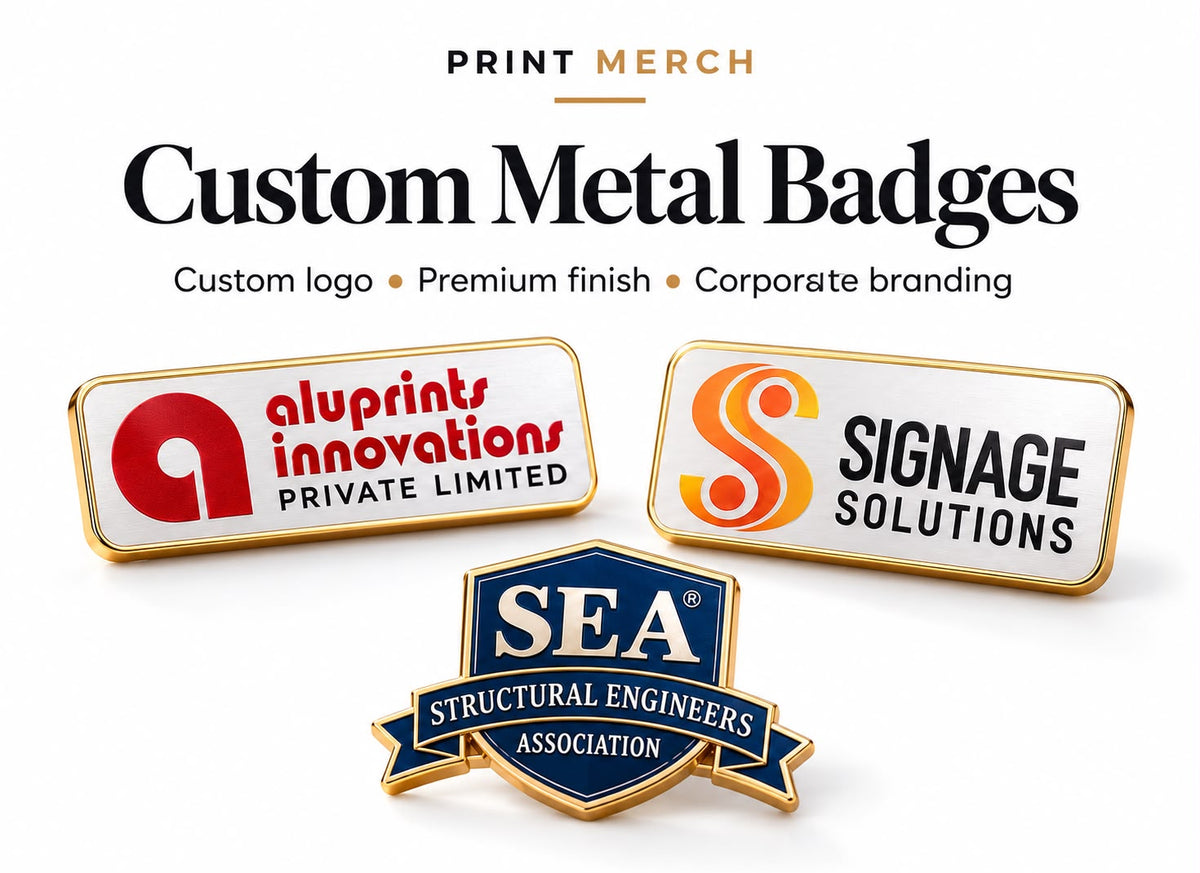 Custom metal badges with company logos